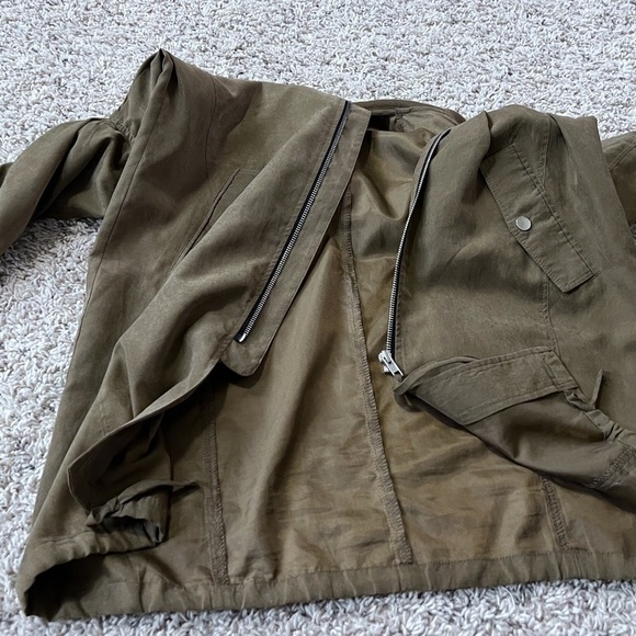 NEW Elodie Nordstrom Lightweight Long Sleeve Zip Up Coat Jacket Army Green M - Picture 6 of 9